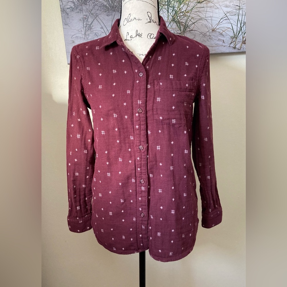 Madewell women’s classic ex-boyfriend Ikat pattern button-up shirt, size XS